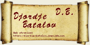 Đorđe Batalov vizit kartica